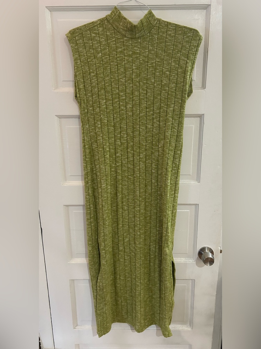 Sleeveless Ribbed Midi Anthropologie Dress in Celery Green